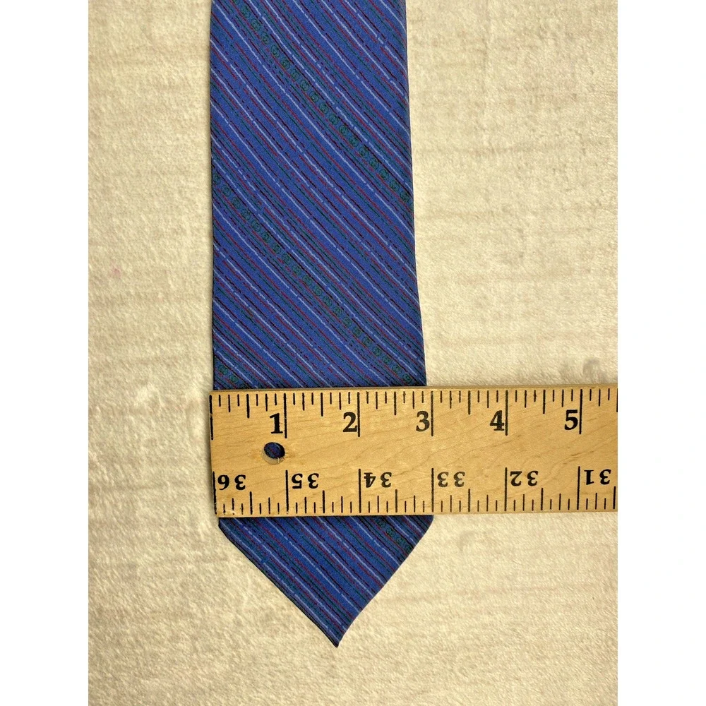 Vintage Gucci Tie 1970s Mens 100% Silk Luxury Designer Rare Blue Stripe Necktie